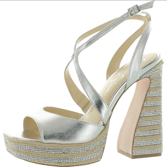NIB Jessica Simpson Silver Sparkle Platforms Size 9 Dosia *bsmt - Picture 1 of 4